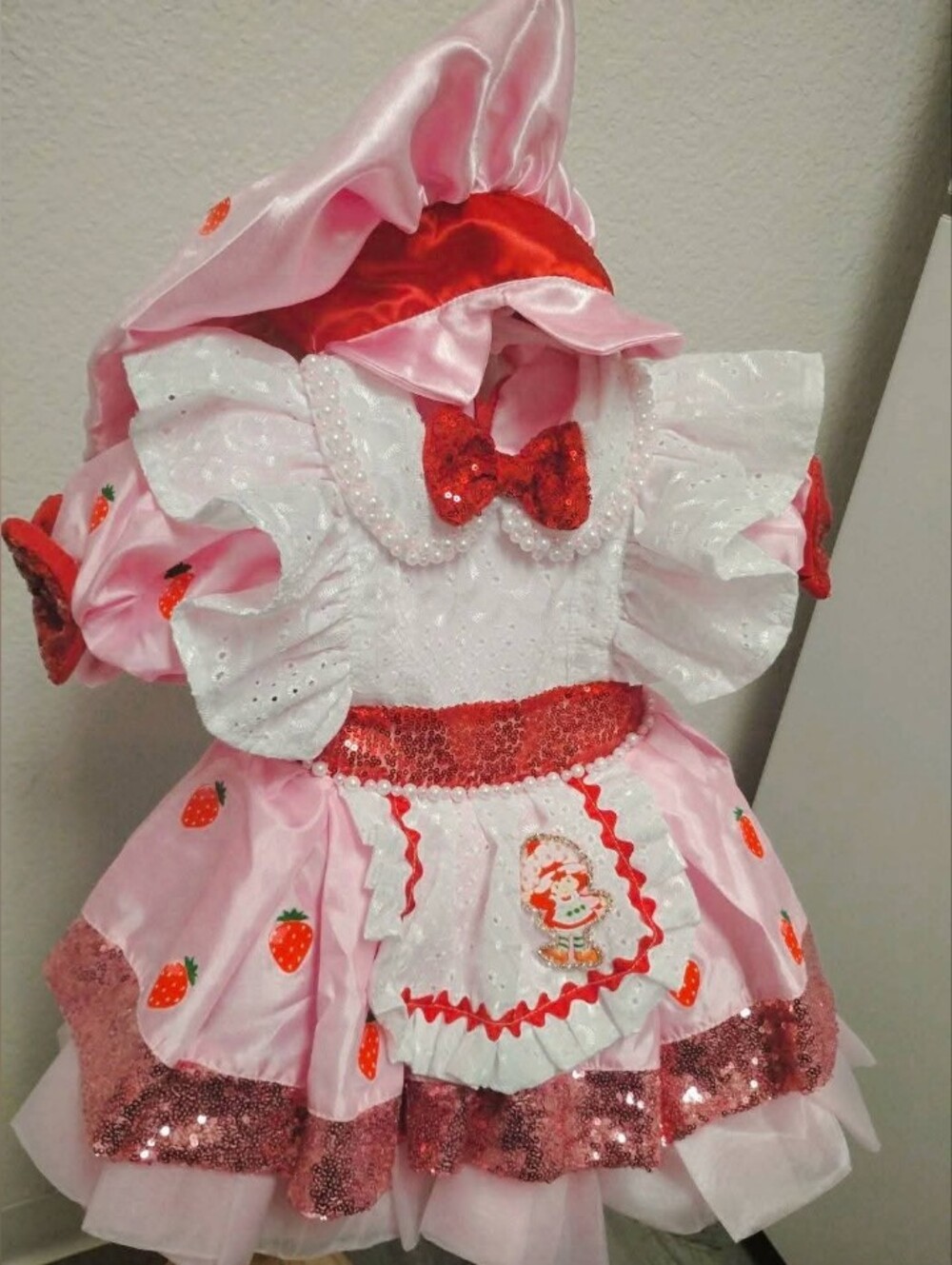 Strawberryshortcake -Themed Costume Dress with Hood Size 1t 12-18 Months